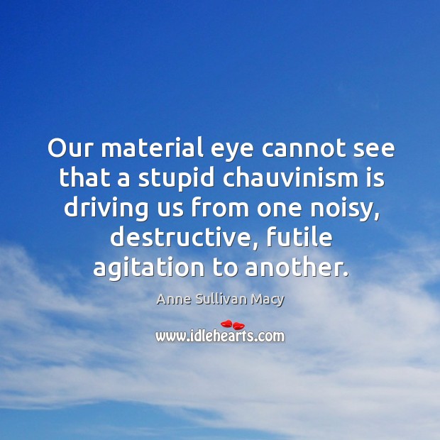 Our material eye cannot see that a stupid chauvinism is driving us from one noisy Driving Quotes Image