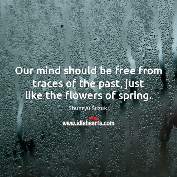 Our mind should be free from traces of the past, just like the flowers of spring. Shunryu Suzuki Picture Quote