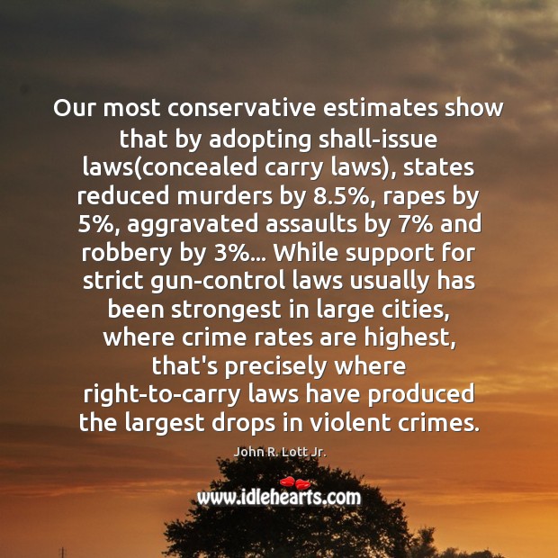 Our most conservative estimates show that by adopting shall-issue laws(concealed carry Crime Quotes Image