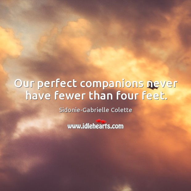 Our perfect companions never have fewer than four feet. Sidonie-Gabrielle Colette Picture Quote