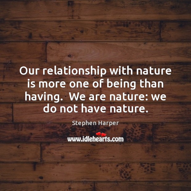 Our relationship with nature is more one of being than having.  We Image