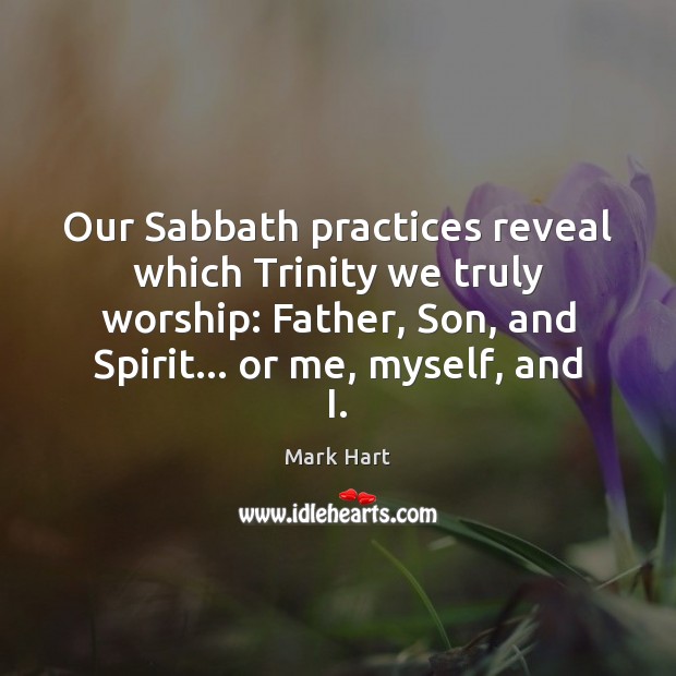 Our Sabbath practices reveal which Trinity we truly worship: Father, Son, and Mark Hart Picture Quote