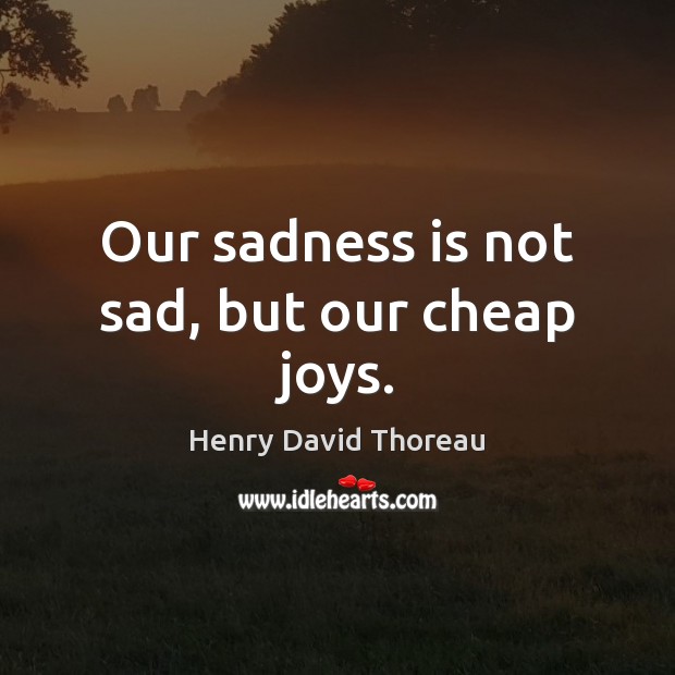 Our sadness is not sad, but our cheap joys. Image