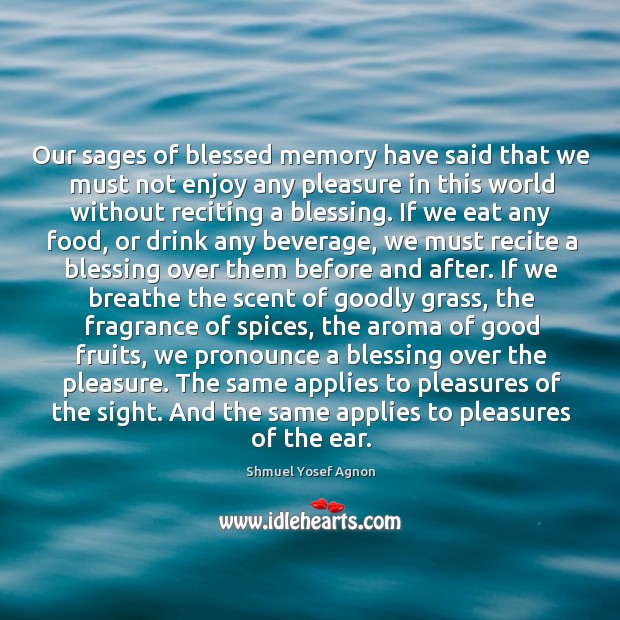 Our sages of blessed memory have said that we must not enjoy Shmuel Yosef Agnon Picture Quote