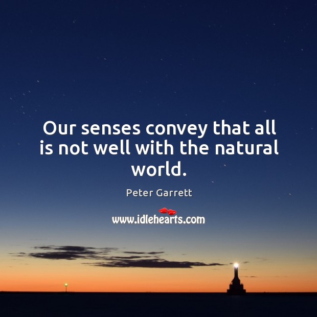 Our senses convey that all is not well with the natural world. Peter Garrett Picture Quote
