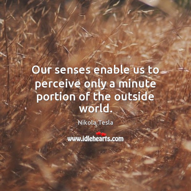 Our senses enable us to perceive only a minute portion of the outside world. Nikola Tesla Picture Quote
