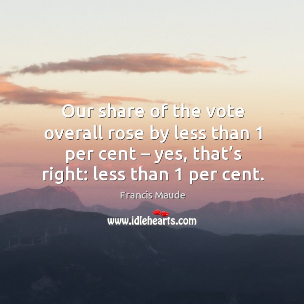 Our share of the vote overall rose by less than 1 per cent – yes, that’s right: less than 1 per cent. Francis Maude Picture Quote