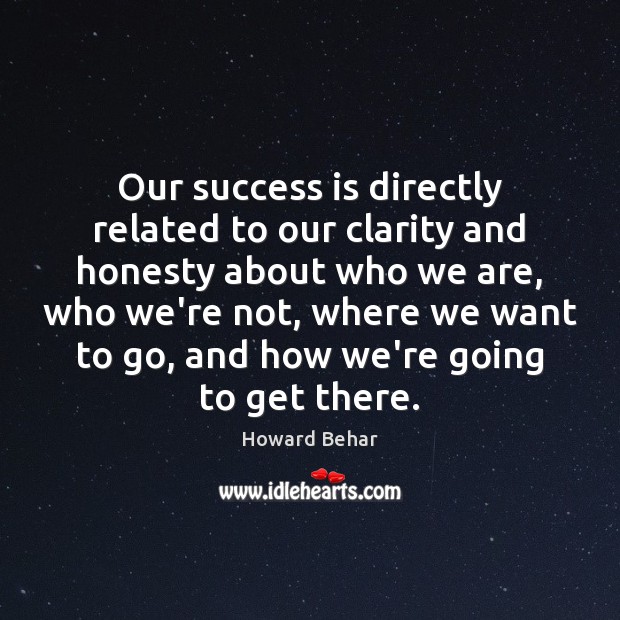 Our success is directly related to our clarity and honesty about who Howard Behar Picture Quote