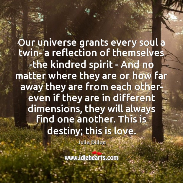 Our universe grants every soul a twin- a reflection of themselves -the Julie Dillon Picture Quote