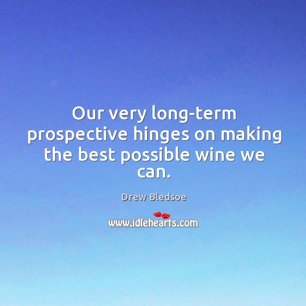 Our very long-term prospective hinges on making the best possible wine we can. Drew Bledsoe Picture Quote