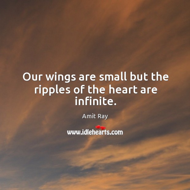 Our wings are small but the ripples of the heart are infinite. Amit Ray Picture Quote