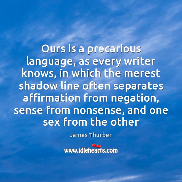 Ours is a precarious language, as every writer knows, in which the Image