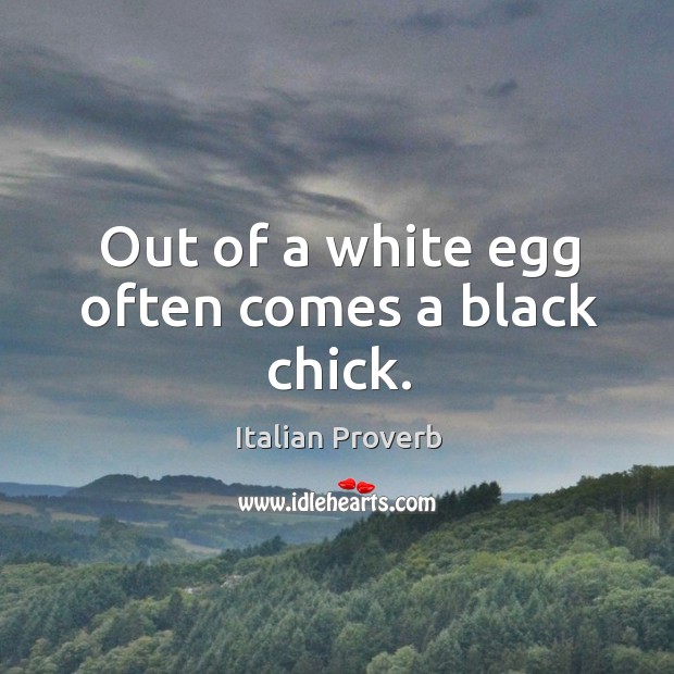Out of a white egg often comes a black chick. Image