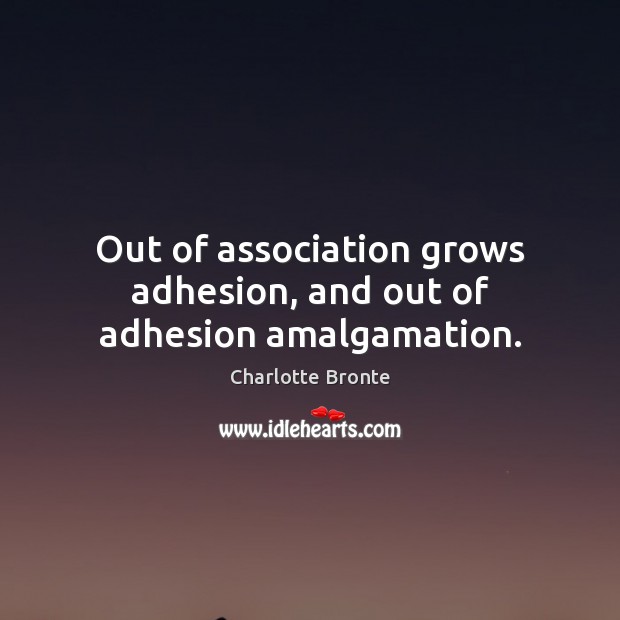 Out of association grows adhesion, and out of adhesion amalgamation. Image