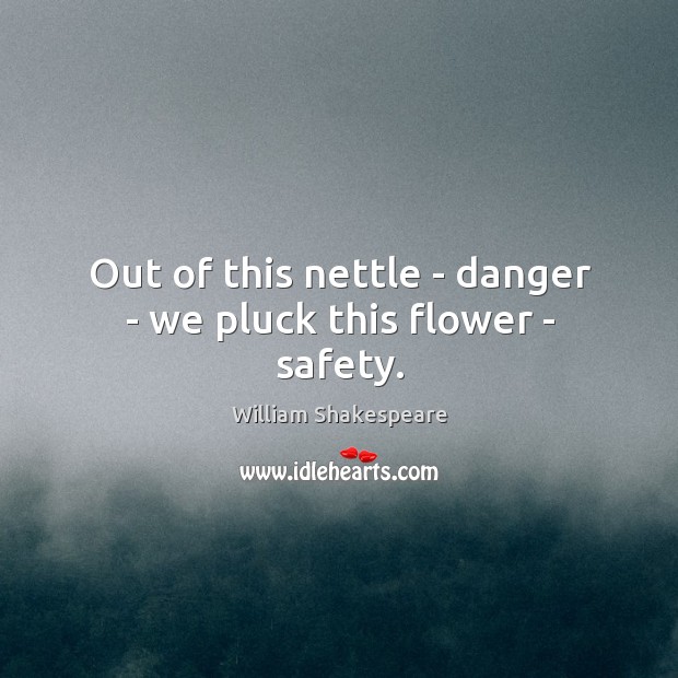 Out of this nettle – danger – we pluck this flower – safety. Image