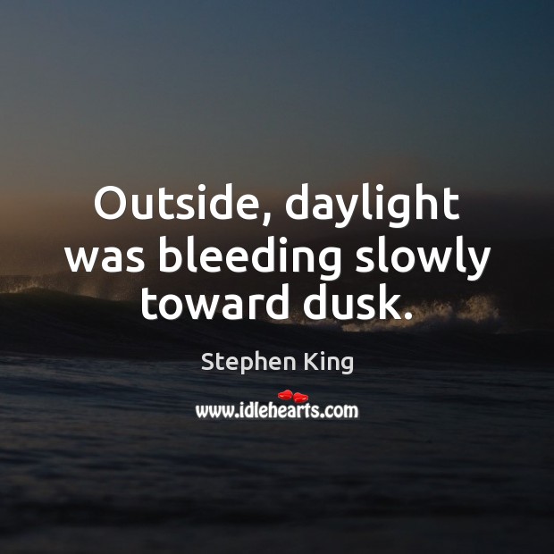 Outside, daylight was bleeding slowly toward dusk. Stephen King Picture Quote