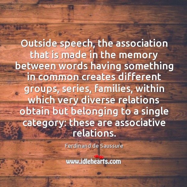 Outside speech, the association that is made in the memory between words having something Image