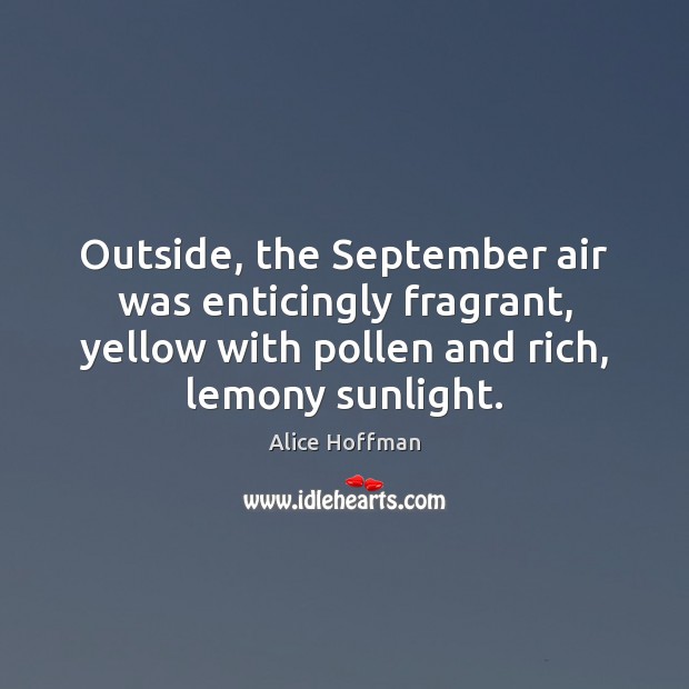Outside, the September air was enticingly fragrant, yellow with pollen and rich, Alice Hoffman Picture Quote