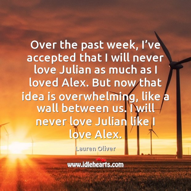 Over the past week, I’ve accepted that I will never love Lauren Oliver Picture Quote