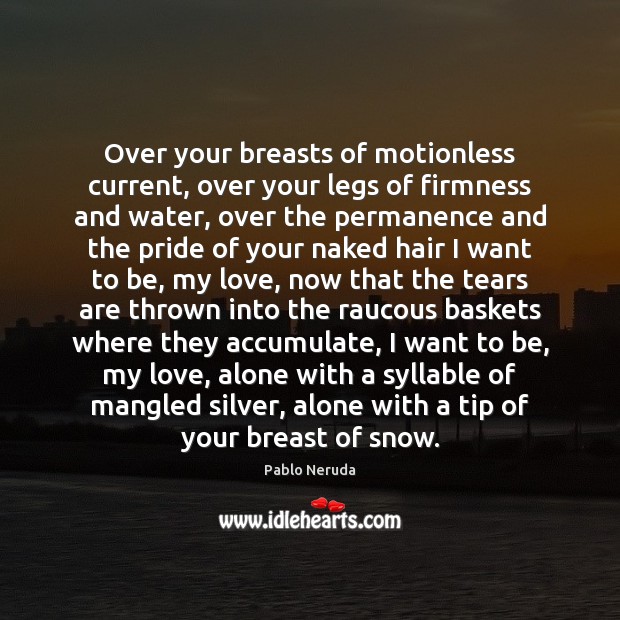 Over your breasts of motionless current, over your legs of firmness and Pablo Neruda Picture Quote