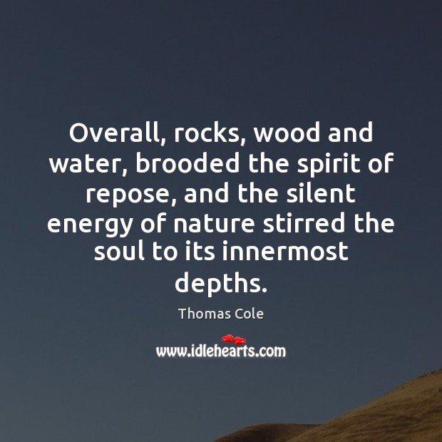 Overall, rocks, wood and water, brooded the spirit of repose, and the Thomas Cole Picture Quote