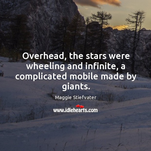 Overhead, the stars were wheeling and infinite, a complicated mobile made by giants. Maggie Stiefvater Picture Quote