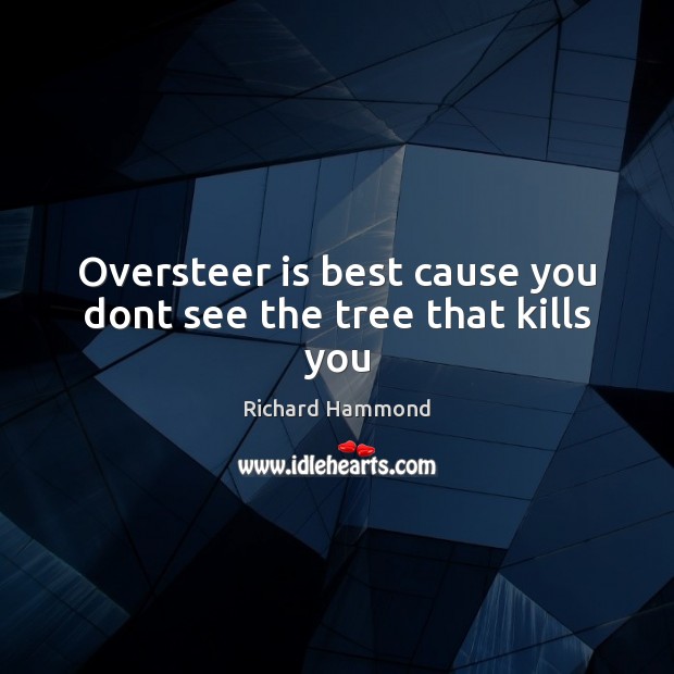 Oversteer is best cause you dont see the tree that kills you Richard Hammond Picture Quote