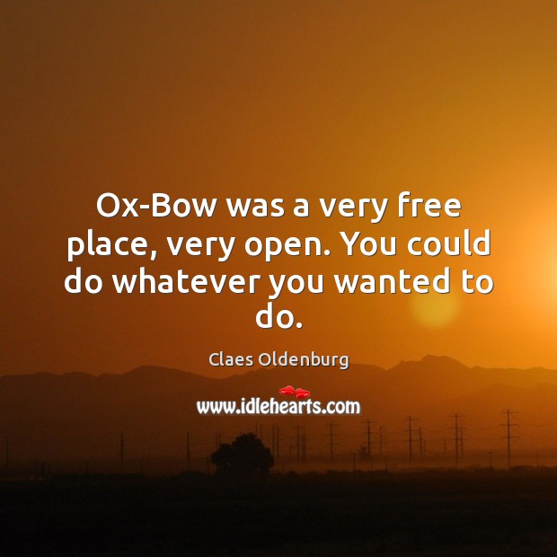 Ox-Bow was a very free place, very open. You could do whatever you wanted to do. Claes Oldenburg Picture Quote