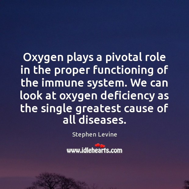 Oxygen plays a pivotal role in the proper functioning of the immune Stephen Levine Picture Quote