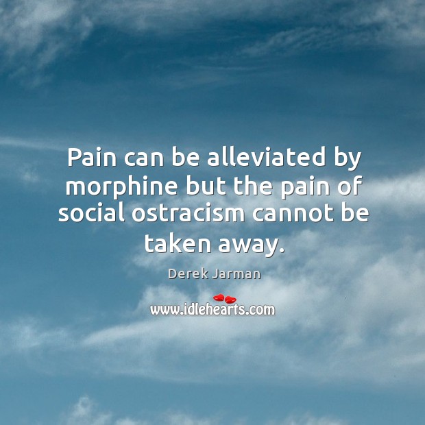 Pain can be alleviated by morphine but the pain of social ostracism cannot be taken away. Derek Jarman Picture Quote