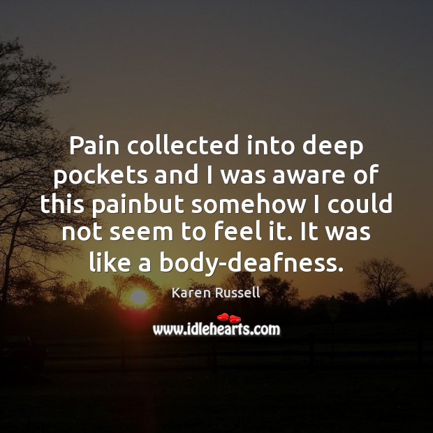 Pain collected into deep pockets and I was aware of this painbut Karen Russell Picture Quote