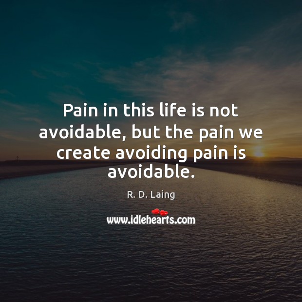 Pain in this life is not avoidable, but the pain we create avoiding pain is avoidable. R. D. Laing Picture Quote