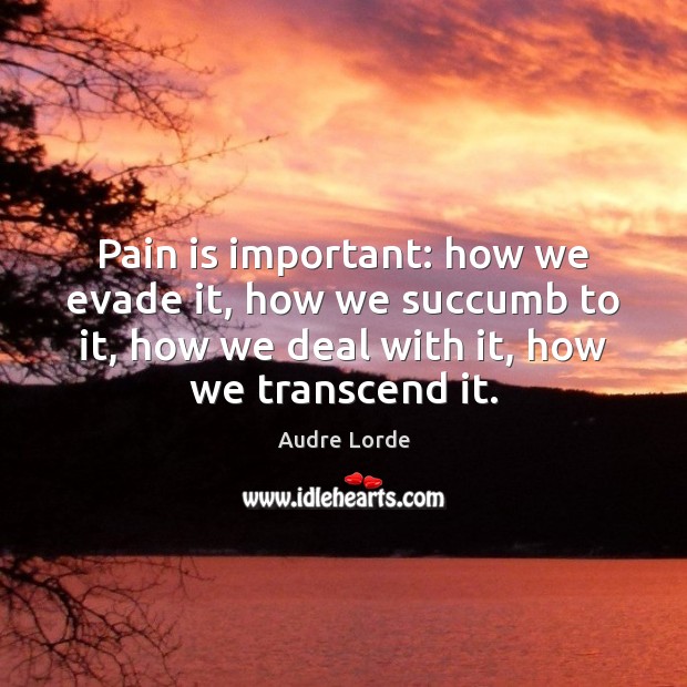 Pain is important: how we evade it, how we succumb to it, Pain Quotes Image