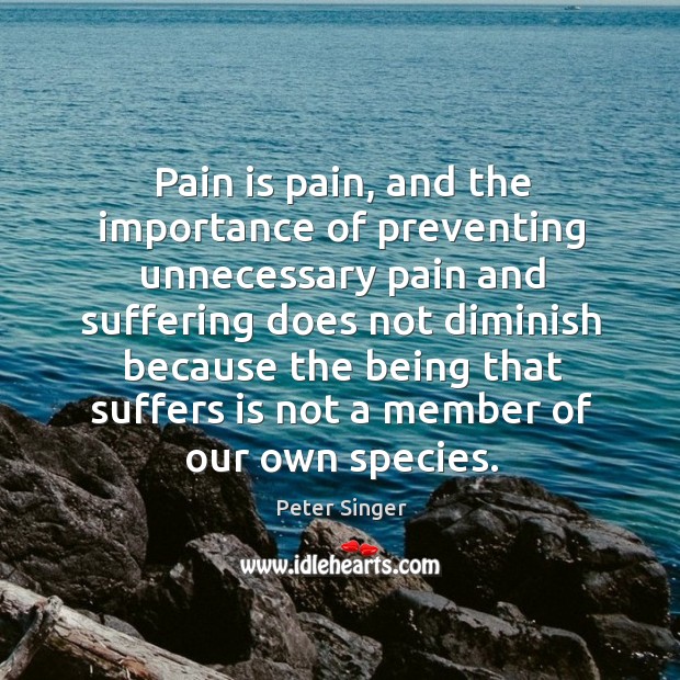 Pain is pain, and the importance of preventing unnecessary pain and suffering Peter Singer Picture Quote