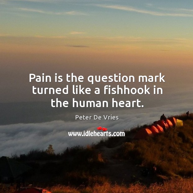 Pain is the question mark turned like a fishhook in the human heart. Image