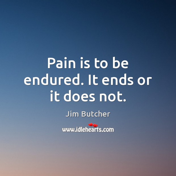 Pain is to be endured. It ends or it does not. Jim Butcher Picture Quote
