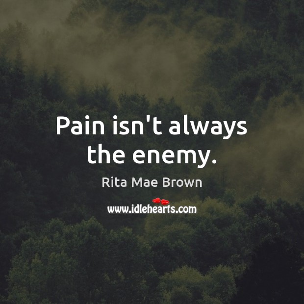 Pain isn’t always the enemy. Rita Mae Brown Picture Quote