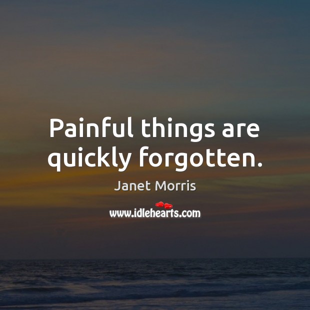 Painful things are quickly forgotten. Janet Morris Picture Quote