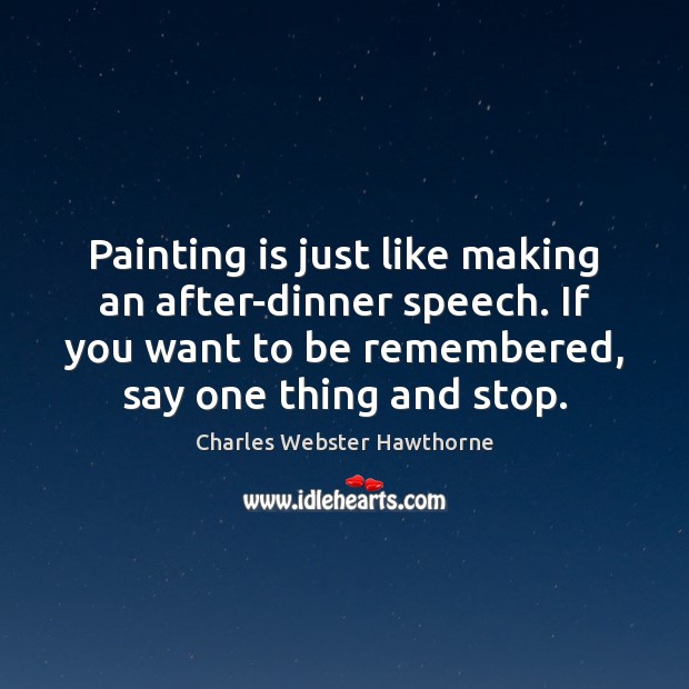 Painting is just like making an after-dinner speech. If you want to Image