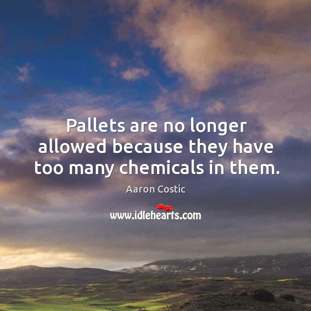 Pallets are no longer allowed because they have too many chemicals in them. Aaron Costic Picture Quote