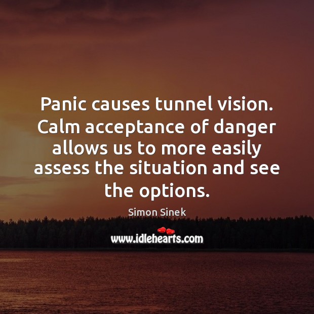 Panic causes tunnel vision. Calm acceptance of danger allows us to more Image