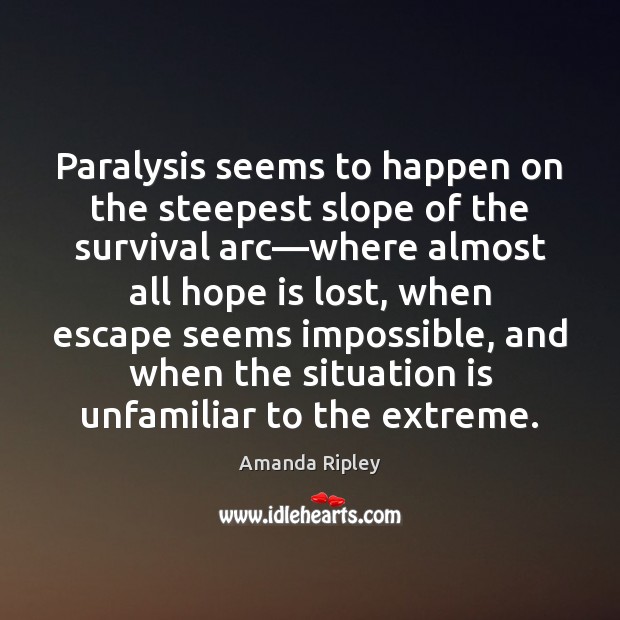 Paralysis seems to happen on the steepest slope of the survival arc— Amanda Ripley Picture Quote