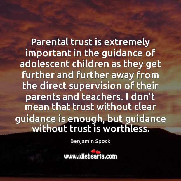 Parental trust is extremely important in the guidance of adolescent children as Trust Quotes Image