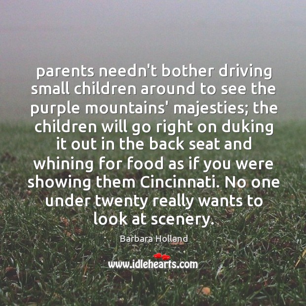 Parents needn’t bother driving small children around to see the purple mountains’ Image