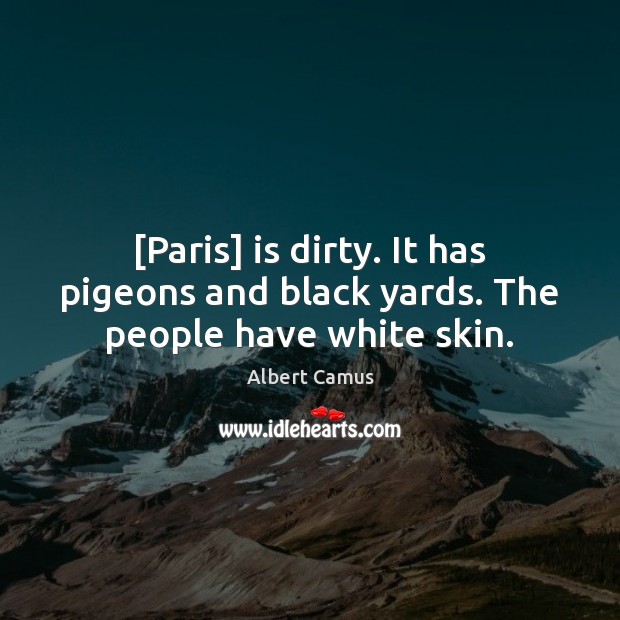 [Paris] is dirty. It has pigeons and black yards. The people have white skin. 