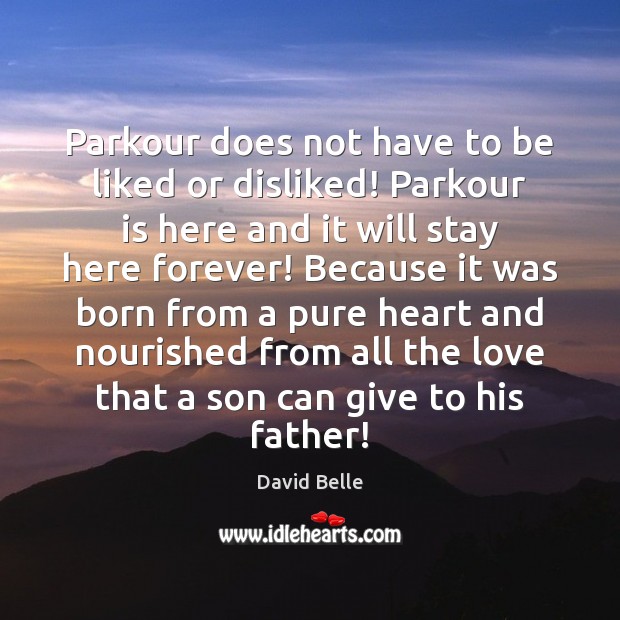 Parkour does not have to be liked or disliked! Parkour is here David Belle Picture Quote