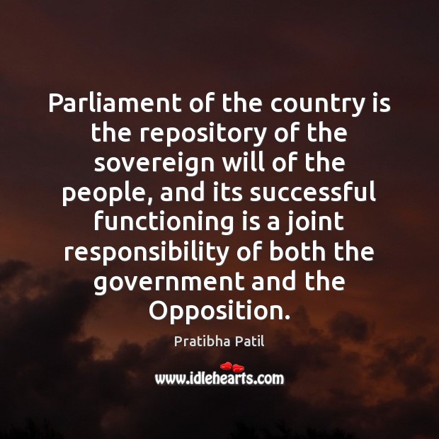 Parliament of the country is the repository of the sovereign will of Image
