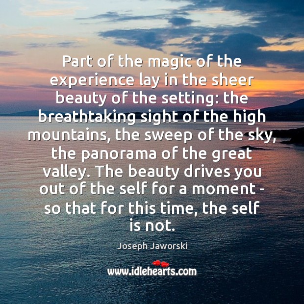 Part of the magic of the experience lay in the sheer beauty Joseph Jaworski Picture Quote