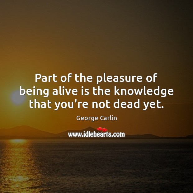 Part of the pleasure of being alive is the knowledge that you’re not dead yet. Image