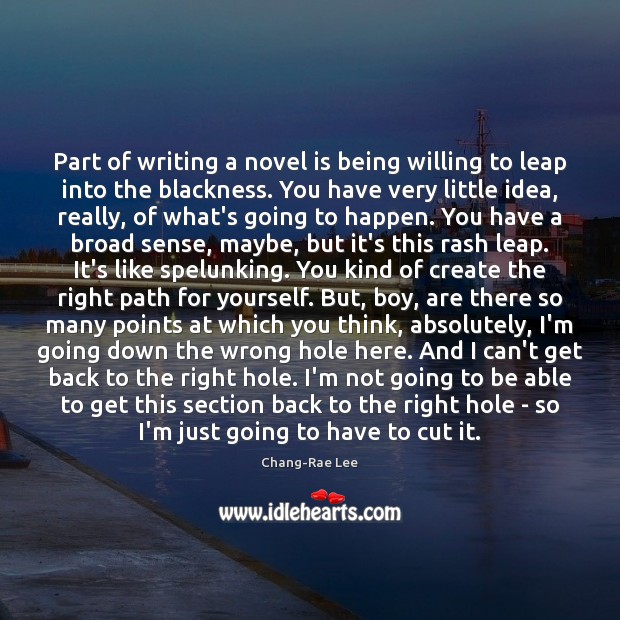 Part of writing a novel is being willing to leap into the Image